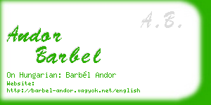 andor barbel business card