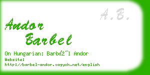 andor barbel business card